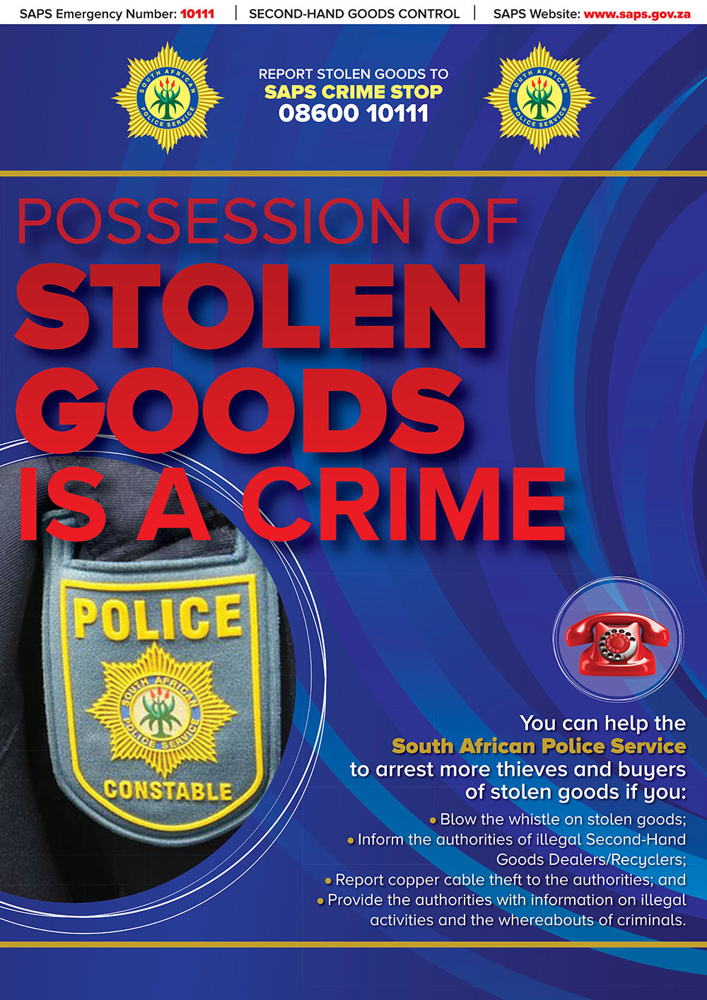 Possession of Stolen Goods is a Crime Poster